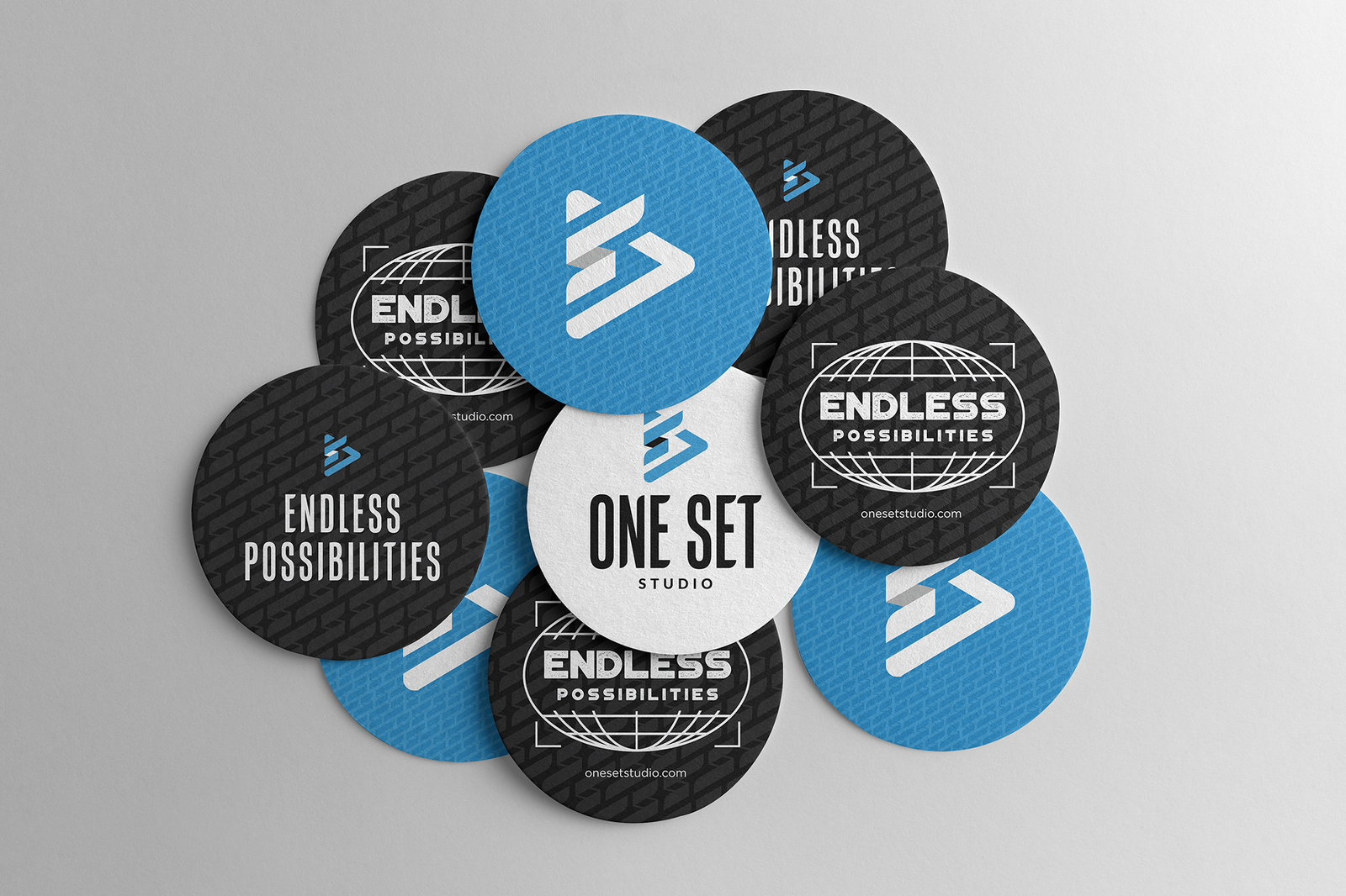 One Set Studio branded coasters