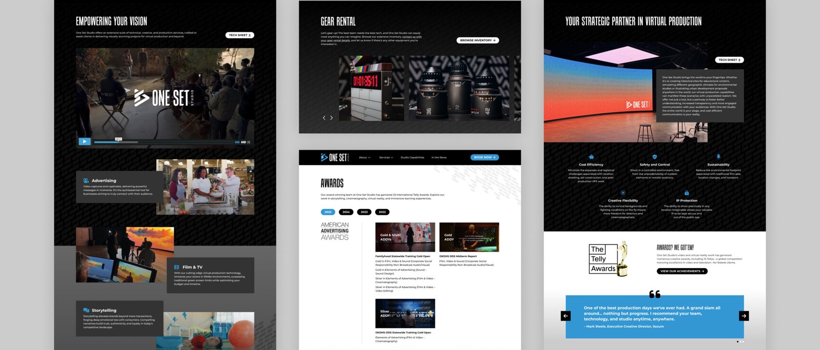 One Set Studio website pages