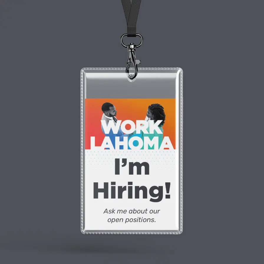 WORKlahoma I'm Hiring lanyard badge