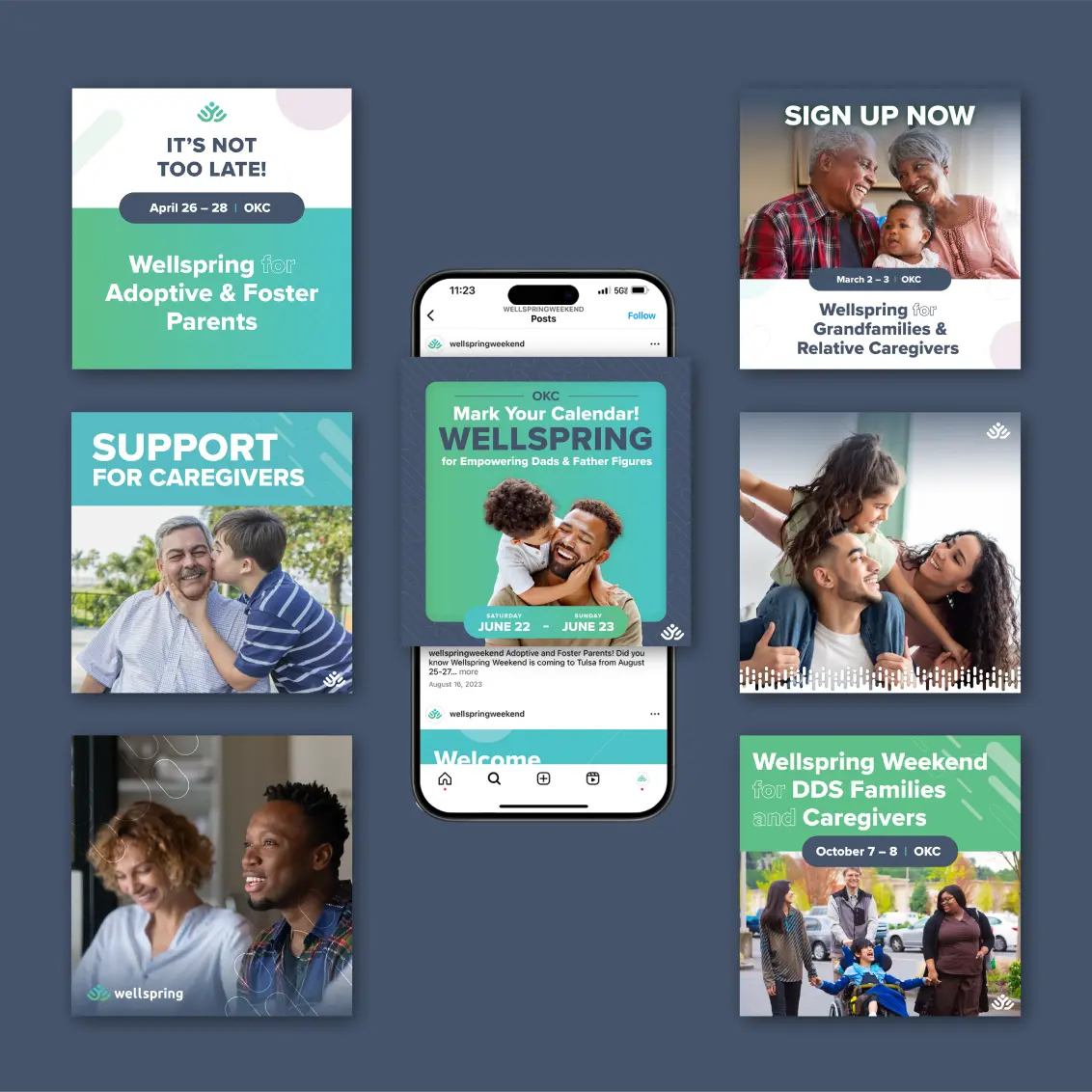 Wellspring social media graphics and Instagram posts